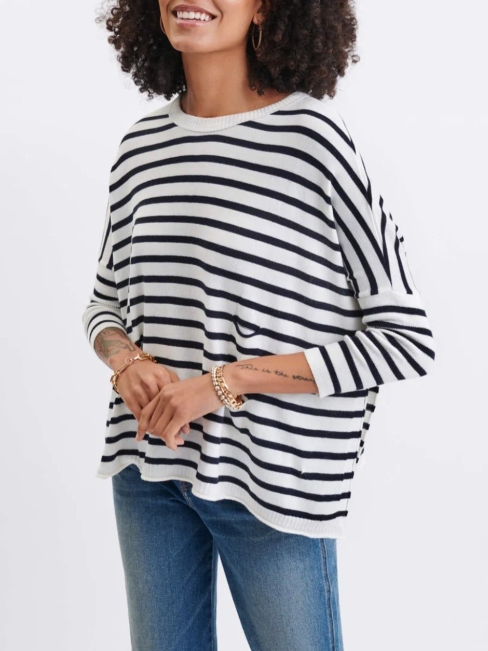 Mersea Catalina Sweater One Size Oversized Flowy Nautical Coastal Lagenlook